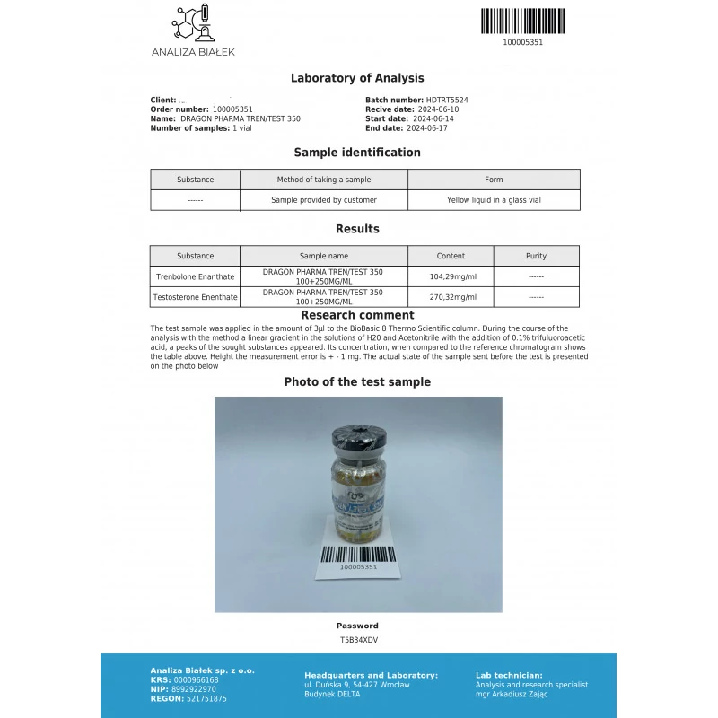 Tren / Test 350 by Dragon Pharma, Europe