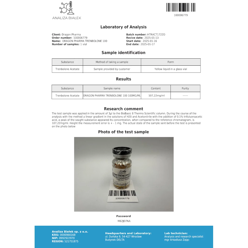 Trenbolone 100 by Dragon Pharma, Europe