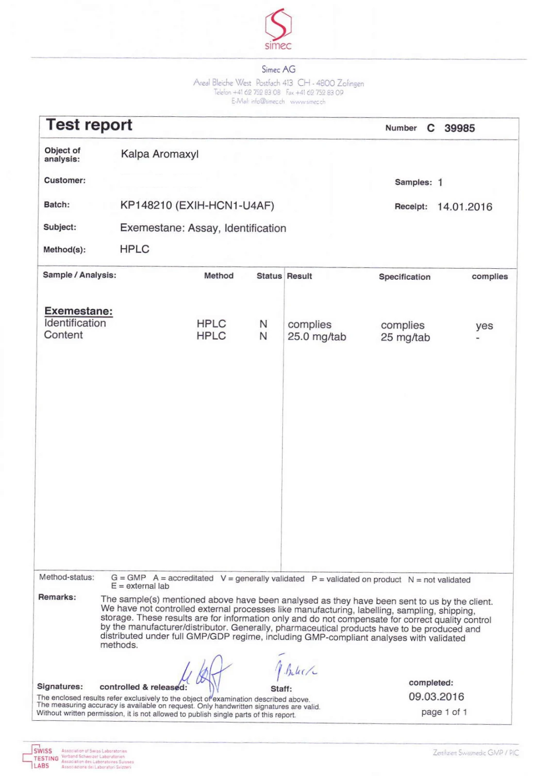 aromaxyl lab quality results