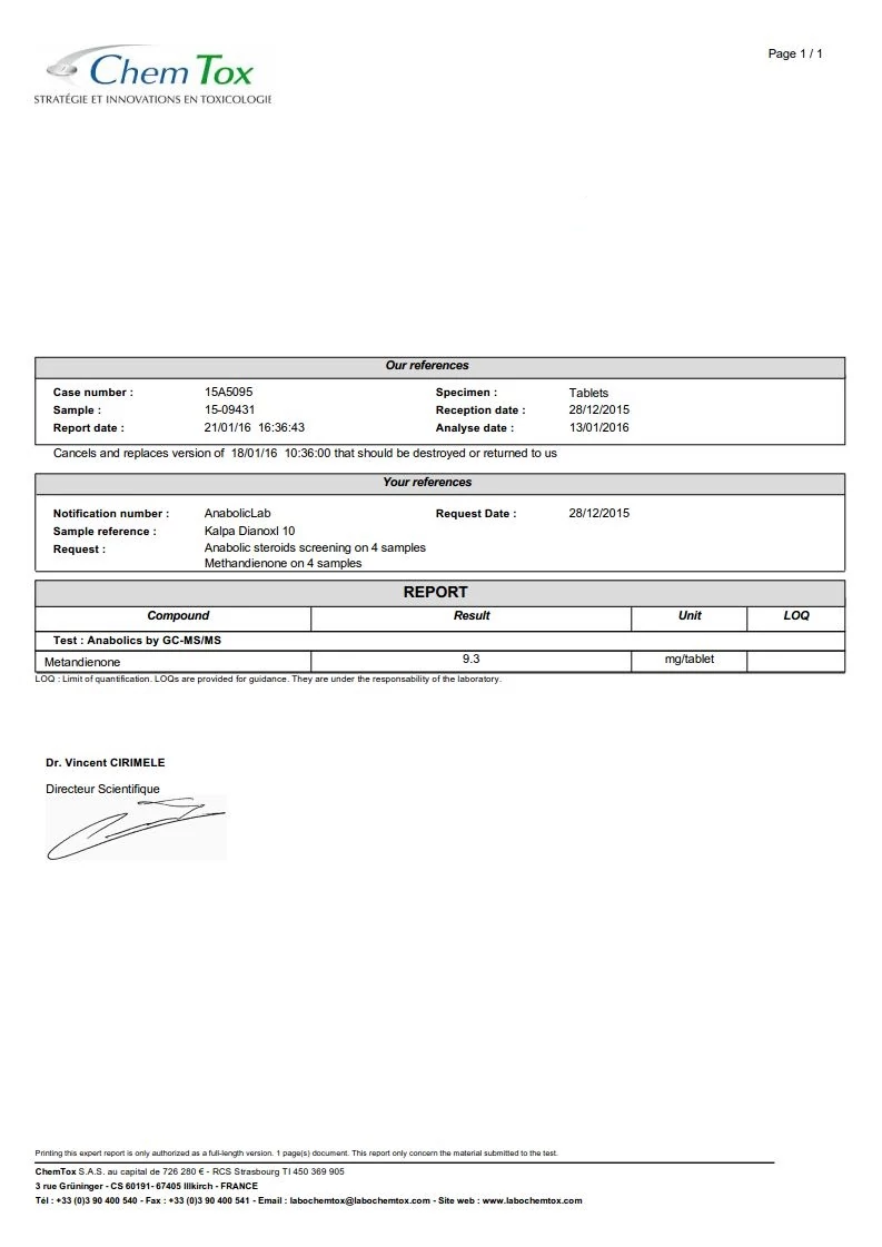 dianoxyl 10 lab quality results