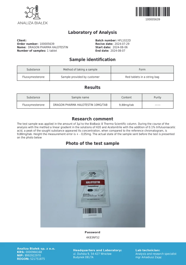 halotestin lab quality results