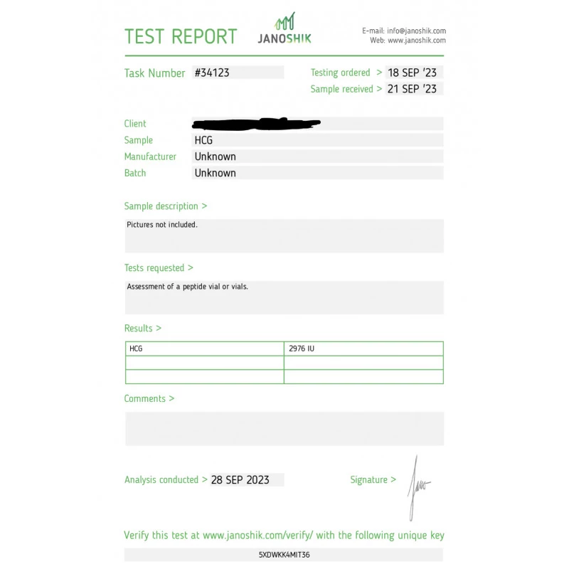 hcg 2500 iu lab quality results