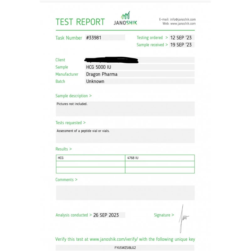 hcg 5000 iu lab quality results