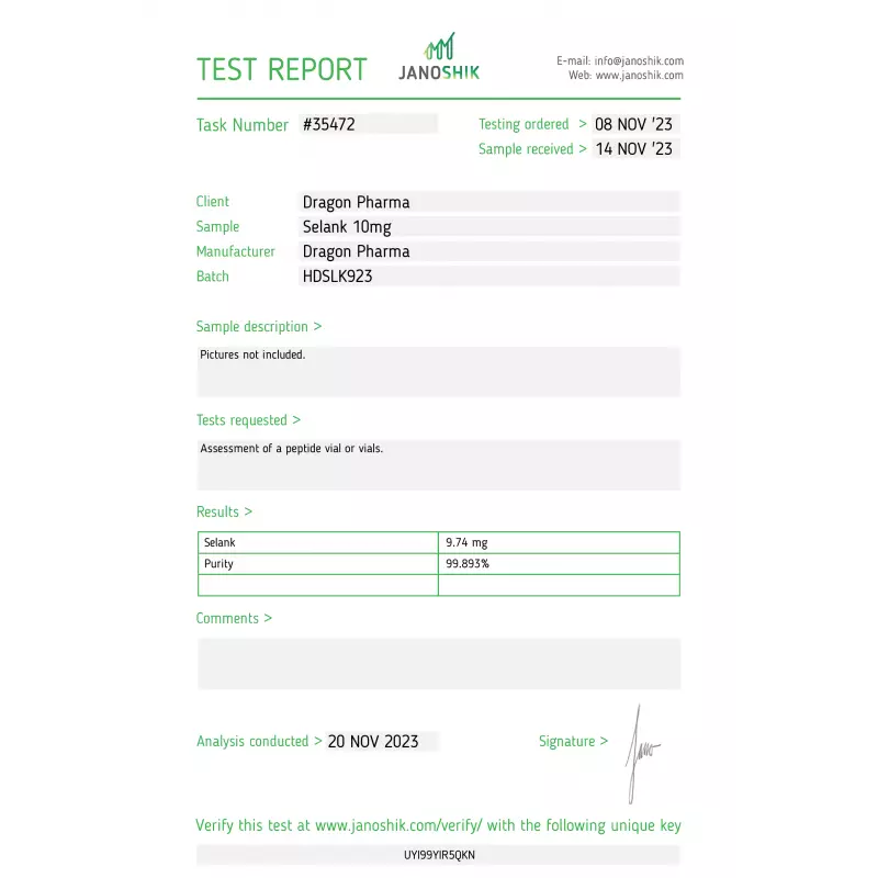 selank lab quality results