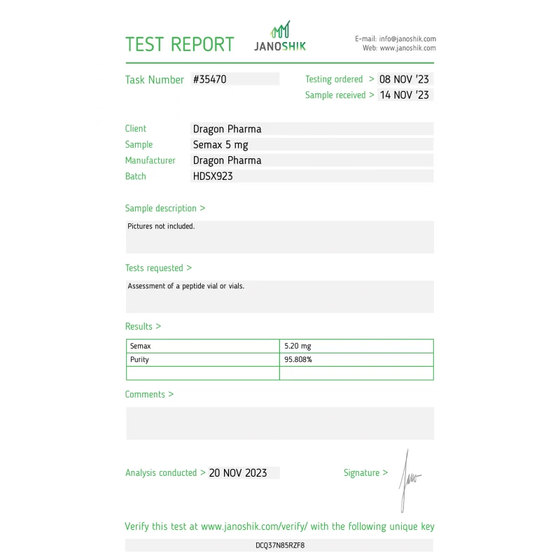 semax lab quality results