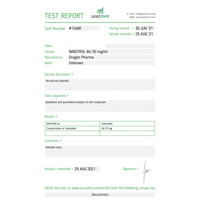 winstrol inj lab quality results